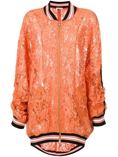 Shop Martha Medeiros Heidi Lace Bomber Jacket In Yellow