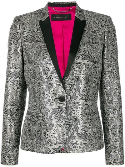 Shop Barbara Bui Embroidered Fitted Blazer In Grey