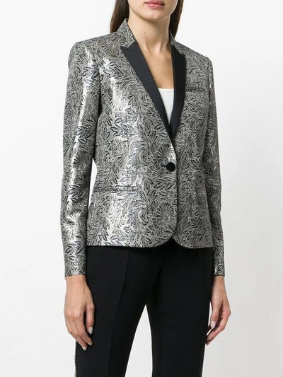 Shop Barbara Bui Embroidered Fitted Blazer In Grey