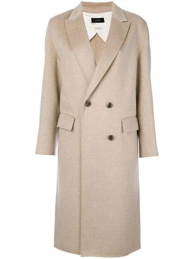 Shop Joseph Double Breasted Coat In Neutrals