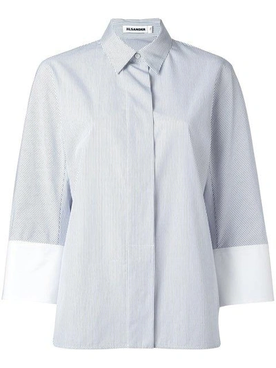 Shop Jil Sander Poplin Stripe Shirt - White