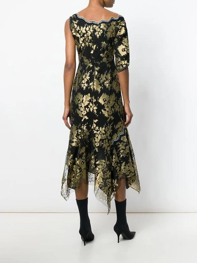 Shop Peter Pilotto Asymmetric Foil Print Dress - Black