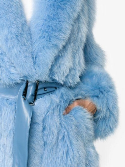 Shop Saks Potts Blue Lake Belted Long Fur Coat