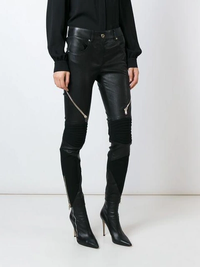 Shop Givenchy Zipped Biker Trousers In Black