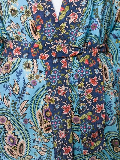 Shop Anjuna Floral Print Kimono Coat In Blue