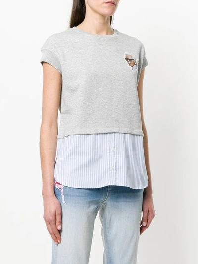 Shop Karl Lagerfeld Patch-appliquéd Panelled T-shirt - Grey