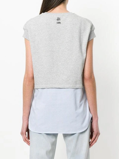 Shop Karl Lagerfeld Patch-appliquéd Panelled T-shirt - Grey