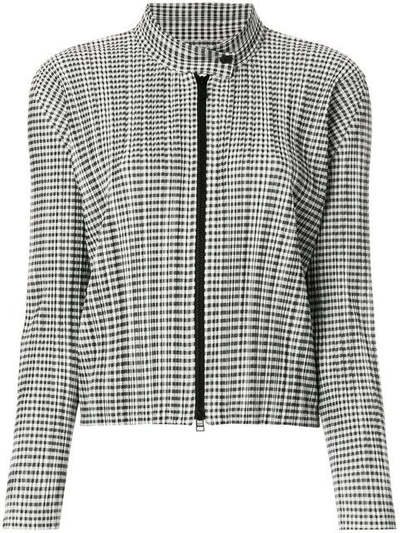 Shop Issey Miyake Pleats Please By  Checked Plissé Jacket - Grey