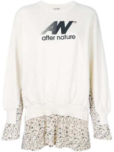 Shop Aalto Layered Floral Sweatshirt - Neutrals In Nude & Neutrals