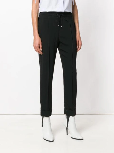 Shop Kenzo Cropped Drawstring Trousers In Black