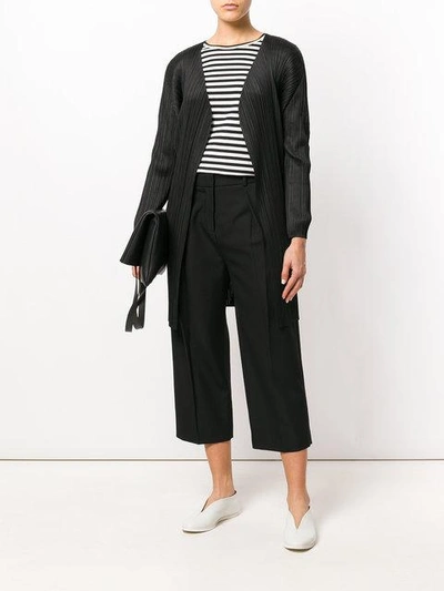 Shop Issey Miyake Pleated Fitted Cardigan In Black