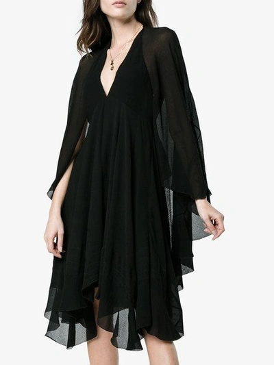 Shop Chloé Silk V Neck Flare Dress - Black