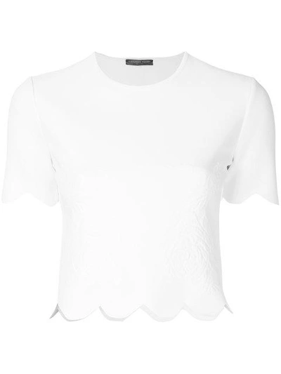 Shop Alexander Mcqueen Textured Scalloped Top - White