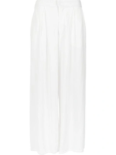 Shop Alcaçuz Pleated Cropped Trousers In White