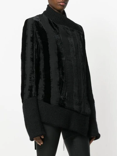 Shop Ann Demeulemeester Asymmetric Velvet Jacket - Black