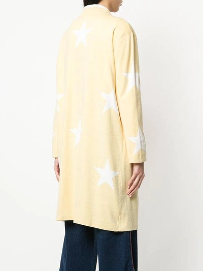 Shop Guild Prime Star-intarsia Longline Cardigan - Yellow