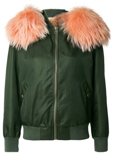 Shop Mr & Mrs Italy Hooded Bomber Jacket In Green