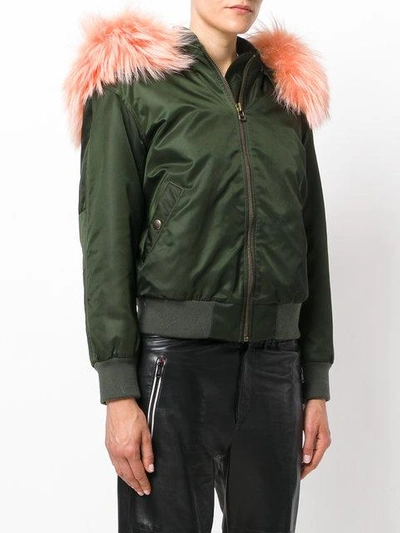Shop Mr & Mrs Italy Hooded Bomber Jacket In Green