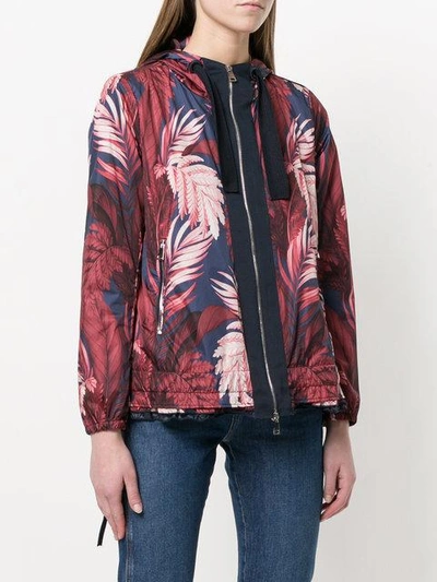 Shop Moncler Foliage Print Hooded Jacket In Multicolour