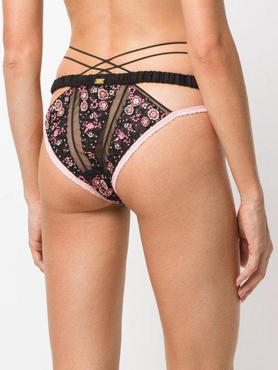 Shop For Love & Lemons Strappy Embroidered Briefs In Black