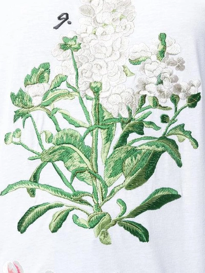 Shop Alexander Mcqueen Flower Embroidered T-shirt - White