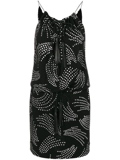 Shop Saint Laurent Metallic Embroidered Dress In Black