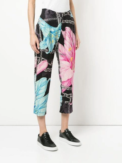 Shop Yohji Yamamoto Vintage Floral Chain Trousers In Multicolour