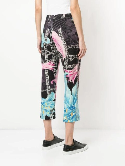 Shop Yohji Yamamoto Vintage Floral Chain Trousers In Multicolour