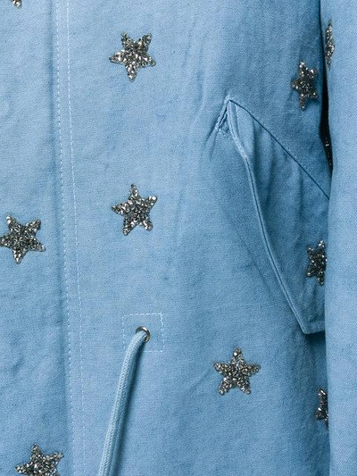 Shop As65 Embroidered Star Parka - Blue