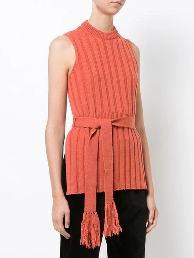Shop Maison Margiela Belted Knitted Top