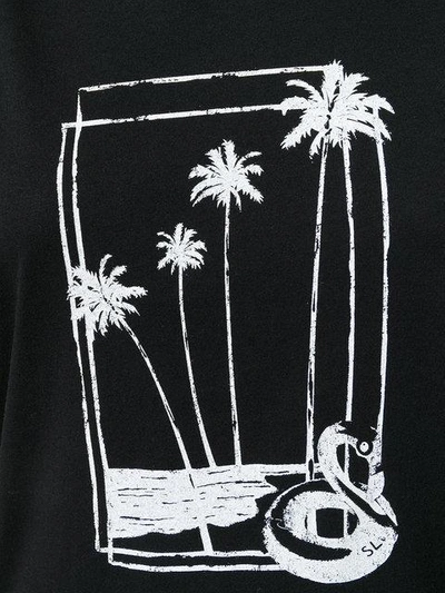 Shop Saint Laurent Palm Tree Print T-shirt In Black