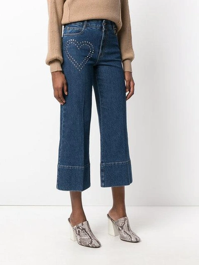 Shop Stella Mccartney Stud Detail Cropped Flare Jeans In Blue