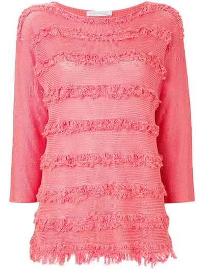 Shop Fabiana Filippi Frayed Stripe Sweater - Pink