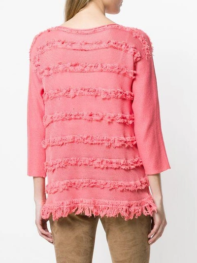Shop Fabiana Filippi Frayed Stripe Sweater - Pink