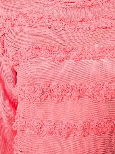 Shop Fabiana Filippi Frayed Stripe Sweater - Pink