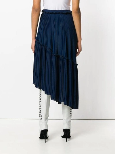 Shop Kenzo Asymmetric Pleated Skirt In Blue