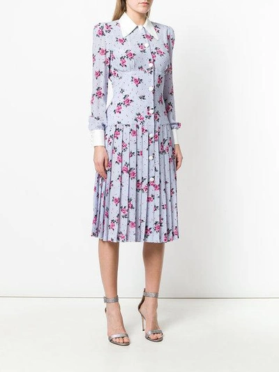 pleated floral shirt dress