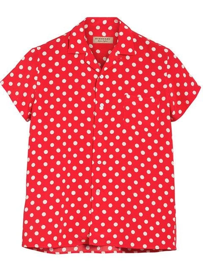 Shop Burberry Polka Dot Short Sleeved Shirt