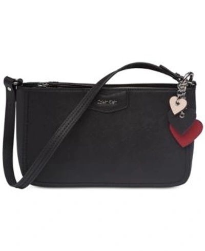 Shop Calvin Klein Leather Shoulder Bag In Black/silver