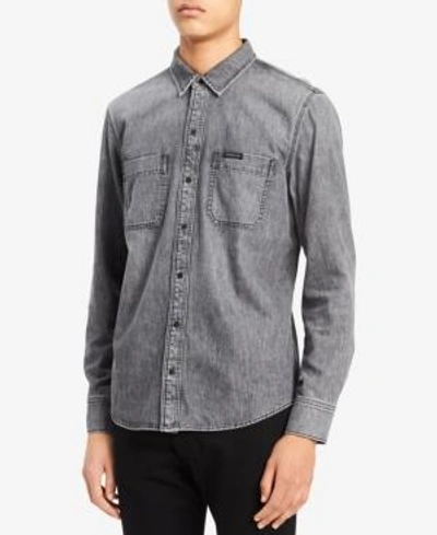 Shop Calvin Klein Jeans Est.1978 Men's Denim Utility Shirt In Shadow Grey