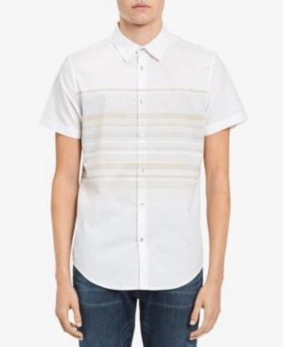 Shop Calvin Klein Jeans Est.1978 Men's Horizontal Striped Shirt In Pale Beige