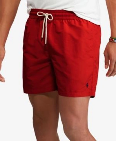 Shop Polo Ralph Lauren Men's 5&frac34;" Hawaiian Swim Boxer In Red