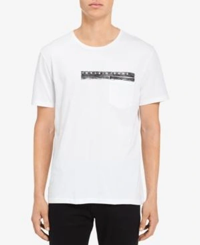 Shop Calvin Klein Jeans Est.1978 Men's Logo-print Pocket T-shirt In Standard White