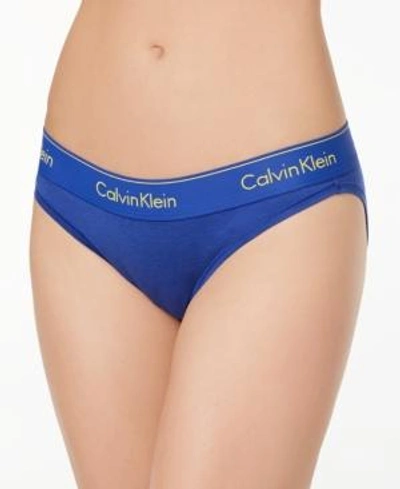 Shop Calvin Klein Modern Cotton Logo Bikini F3787 In Pure Cerulean