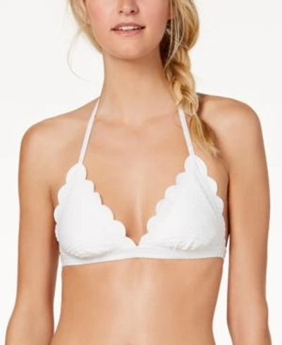 Shop Kate Spade New York Scallop Textured Triangle Bikini Top Women's Swimsuit In White