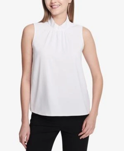 Shop Calvin Klein Mock-neck Top In White