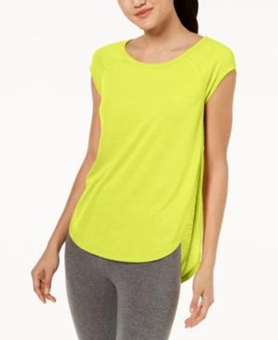 Shop Calvin Klein Performance Cap-sleeve Open-side Top In Lemon Drop
