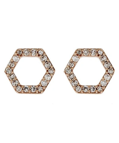 Shop Astley Clarke Honeycomb Stud Earrings In Rose Gold
