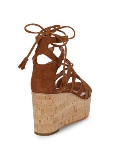 Shop Frye Heather Suede Gladiator Wedge Sandals In Nutmeg