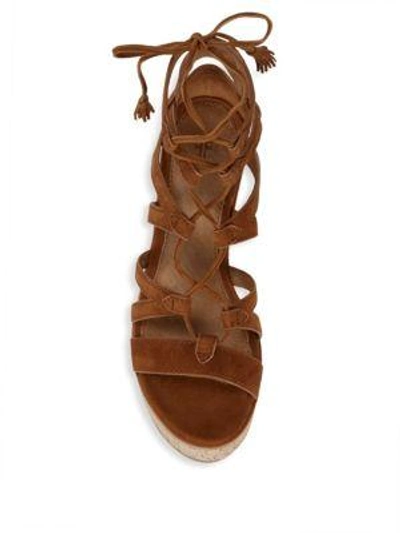 Shop Frye Heather Suede Gladiator Wedge Sandals In Nutmeg